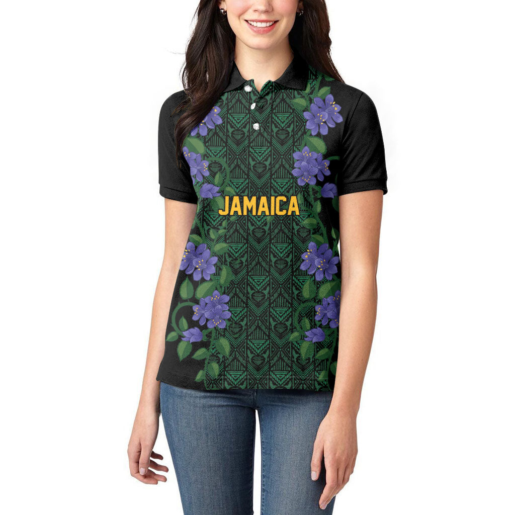 Custom Women’s Cricket Jamaica Floral Series Women Polo Shirt Lignum Vitae Hummingbirds Geometric Ethnic