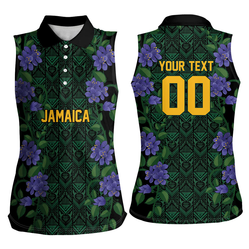 Custom Women’s Cricket Jamaica Floral Series Women Sleeveless Polo Shirt Lignum Vitae Hummingbirds Geometric Ethnic