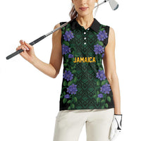 Custom Women’s Cricket Jamaica Floral Series Women Sleeveless Polo Shirt Lignum Vitae Hummingbirds Geometric Ethnic