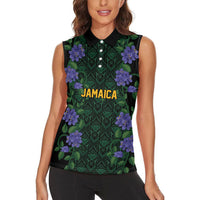 Custom Women’s Cricket Jamaica Floral Series Women Sleeveless Polo Shirt Lignum Vitae Hummingbirds Geometric Ethnic
