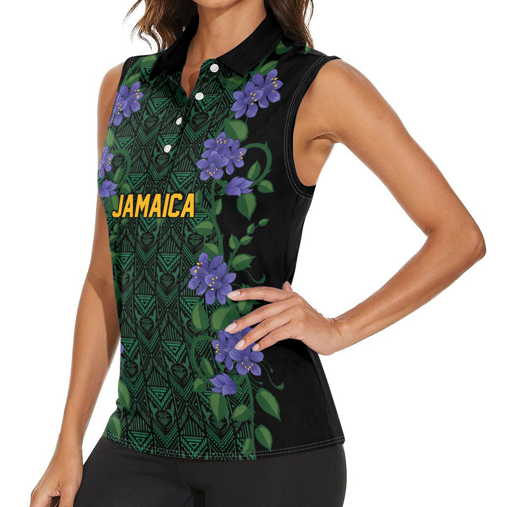 Custom Women’s Cricket Jamaica Floral Series Women Sleeveless Polo Shirt Lignum Vitae Hummingbirds Geometric Ethnic