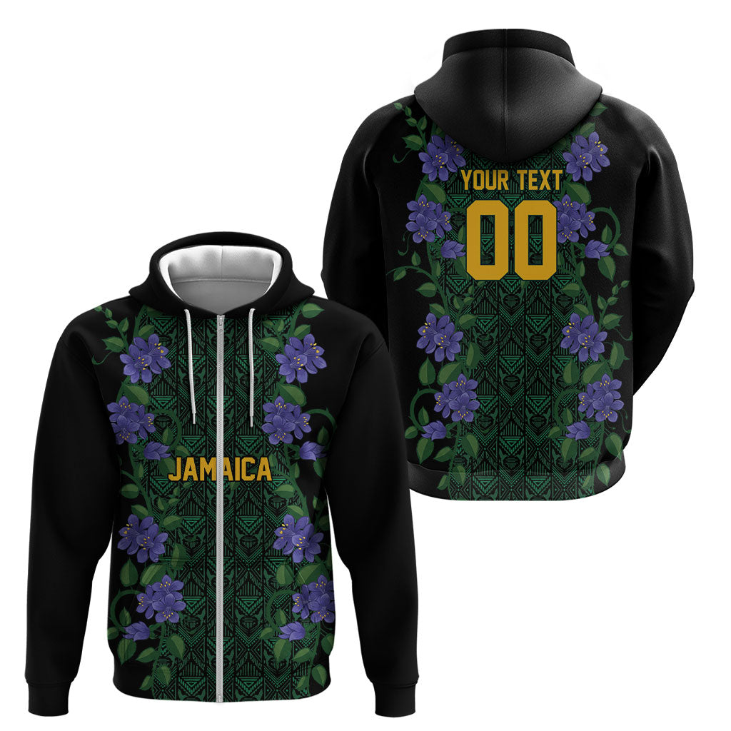 Custom Women’s Cricket Jamaica Floral Series Zip Hoodie Lignum Vitae Hummingbirds Geometric Ethnic