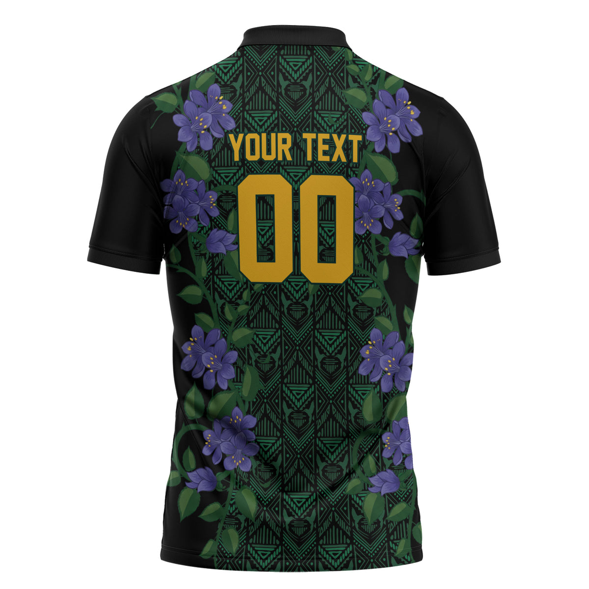 Custom Women’s Cricket Jamaica Floral Series Zipper Polo Shirt Lignum Vitae Hummingbirds Geometric Ethnic