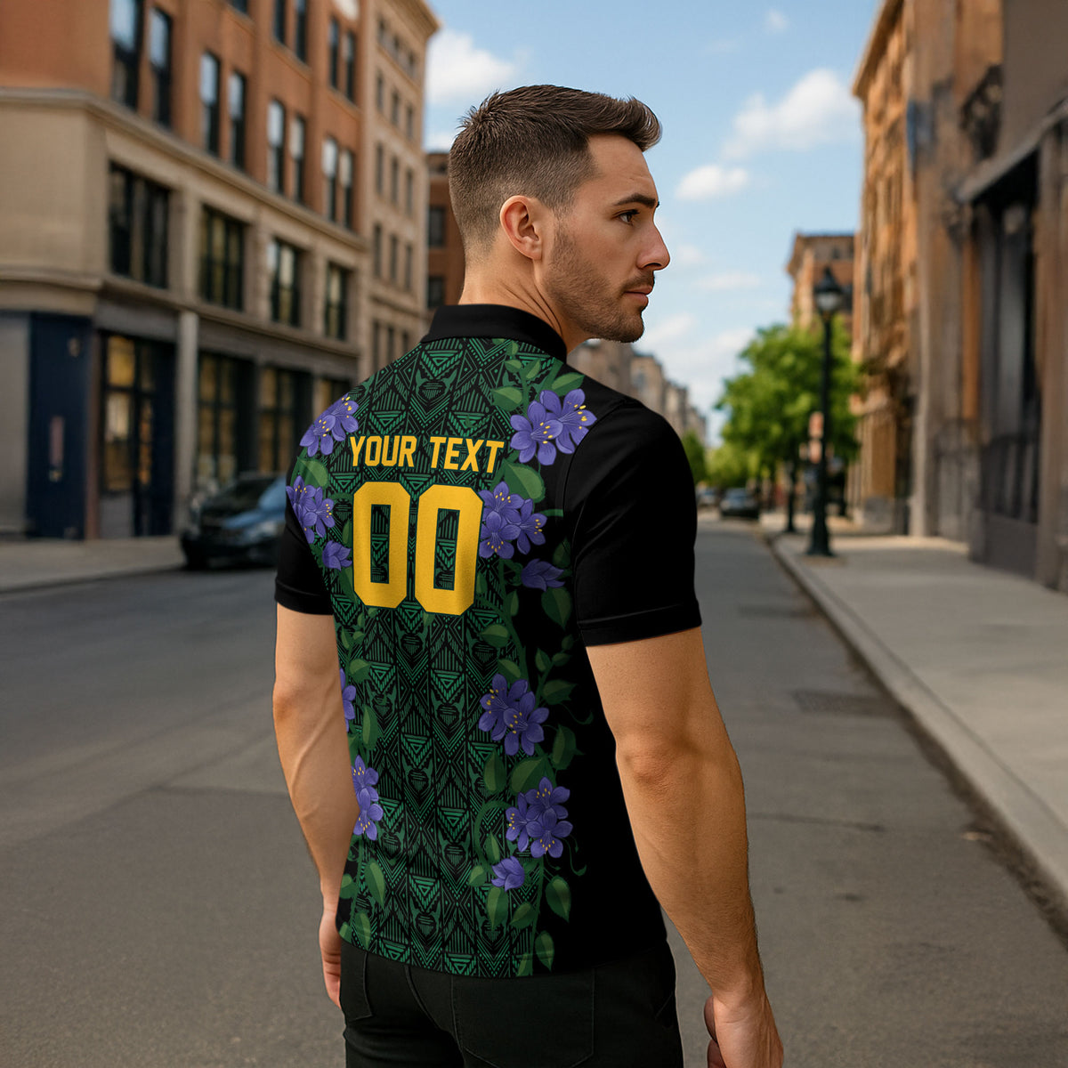 Custom Women’s Cricket Jamaica Floral Series Zipper Polo Shirt Lignum Vitae Hummingbirds Geometric Ethnic
