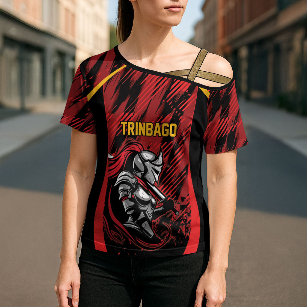 Custom Women’s Cricket Trinidad and Tobago Cross Shoulder Shirt Caribbean Woman Knight