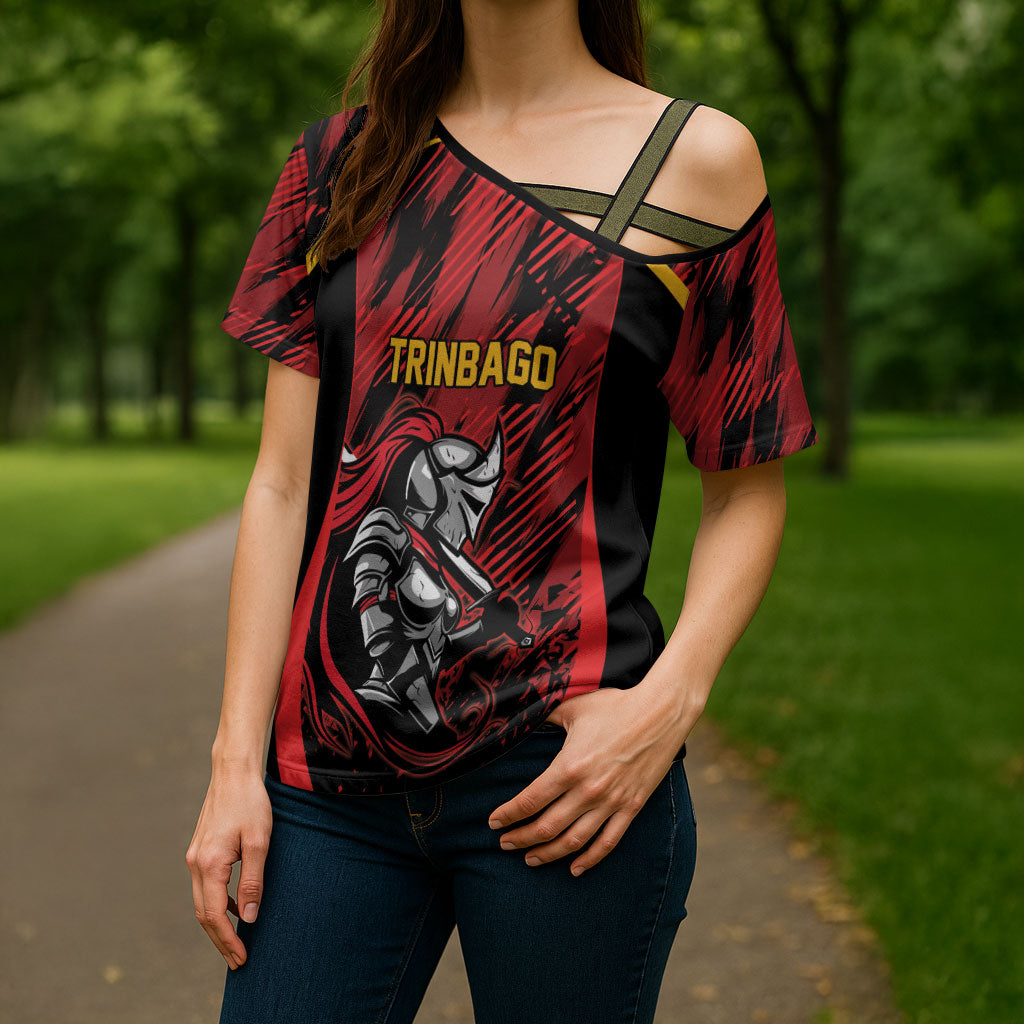 Custom Women’s Cricket Trinidad and Tobago Cross Shoulder Shirt Caribbean Woman Knight