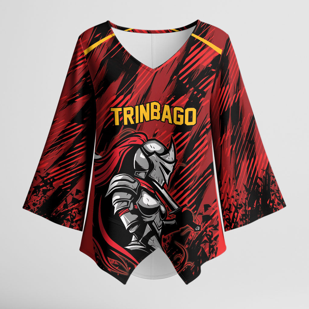 Custom Women’s Cricket Trinidad and Tobago Kimono Sleeve Blouse Caribbean Woman Knight