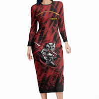Custom Women’s Cricket Trinidad and Tobago Long Sleeve Bodycon Dress Caribbean Woman Knight