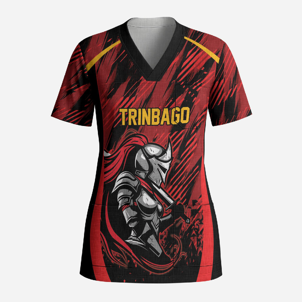 Custom Women’s Cricket Trinidad and Tobago Scrub Top Caribbean Woman Knight