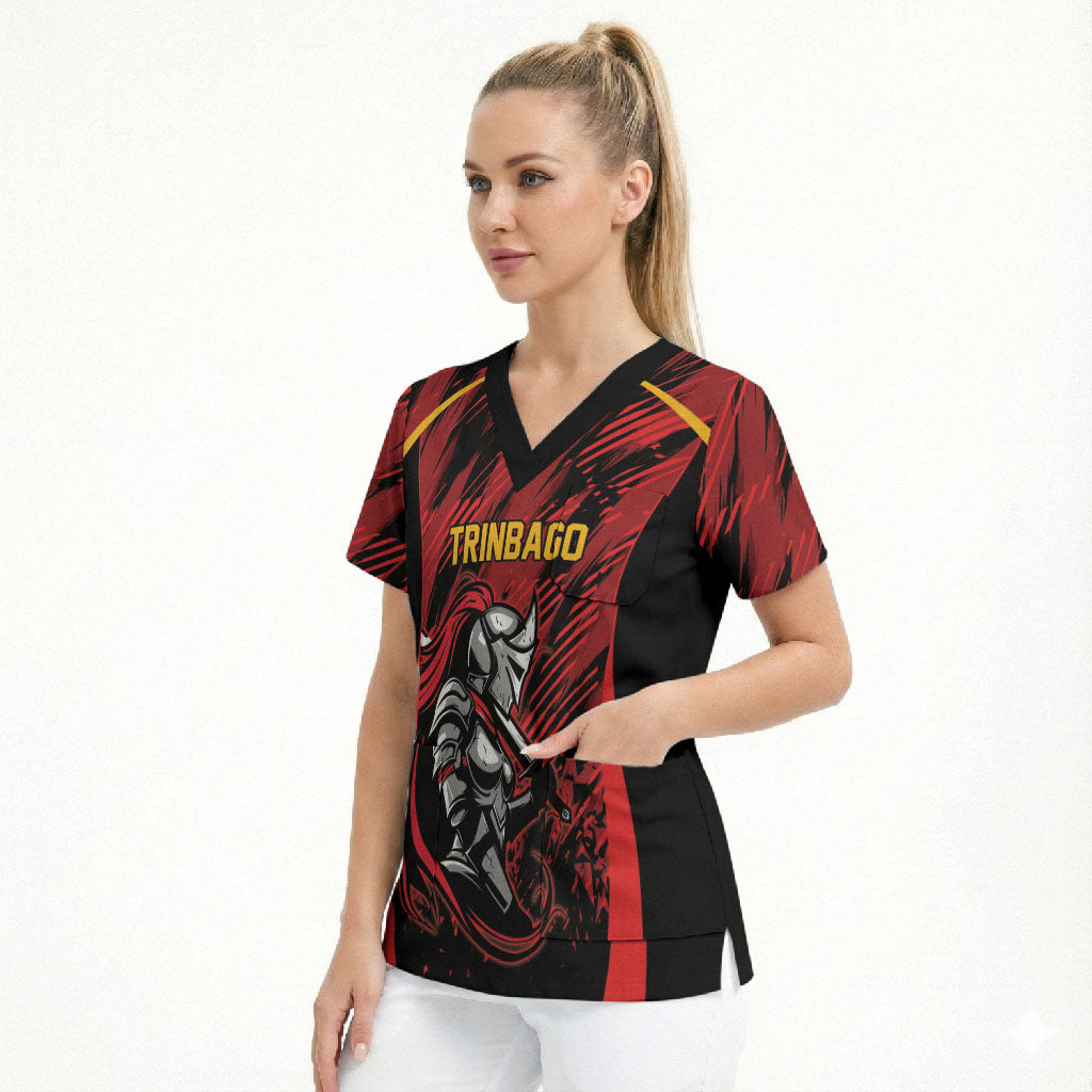 Custom Women’s Cricket Trinidad and Tobago Scrub Top Caribbean Woman Knight