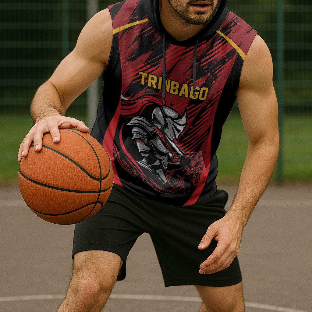 Custom Women’s Cricket Trinidad and Tobago Sleeveless Hoodie Caribbean Woman Knight