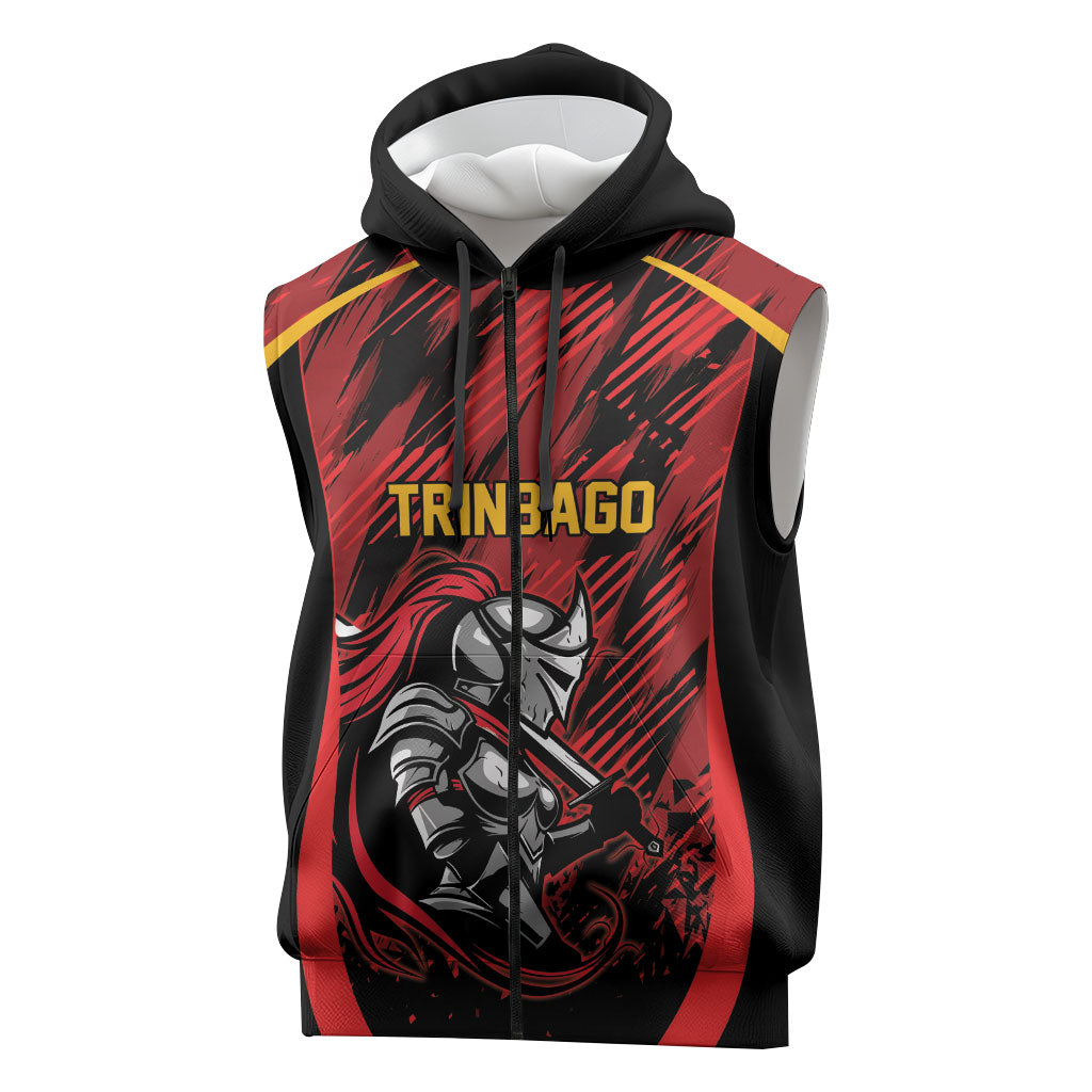 Custom Women’s Cricket Trinidad and Tobago Sleeveless Zip Hoodie Caribbean Woman Knight