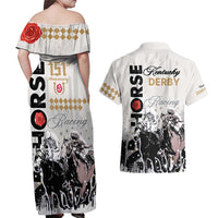 Kentucky Horse Racing Couples Matching Off Shoulder Maxi Dress and Hawaiian Shirt 151st Anniversary The Run For The Roses LT9