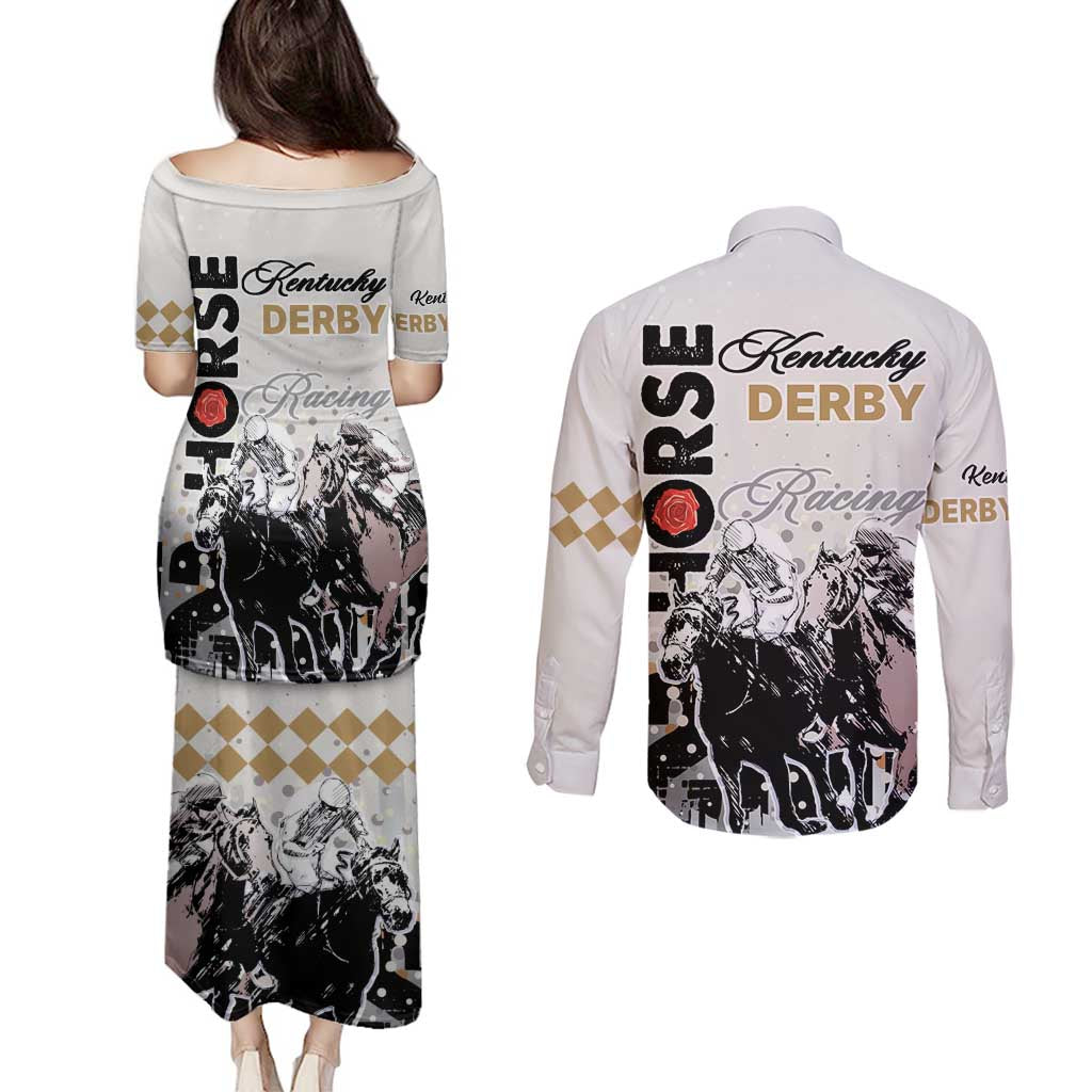 Kentucky Horse Racing Couples Matching Puletasi Dress and Long Sleeve Button Shirts 151st Anniversary The Run For The Roses LT9
