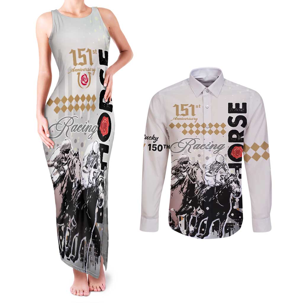 Kentucky Horse Racing Couples Matching Tank Maxi Dress and Long Sleeve Button Shirts 151st Anniversary The Run For The Roses LT9