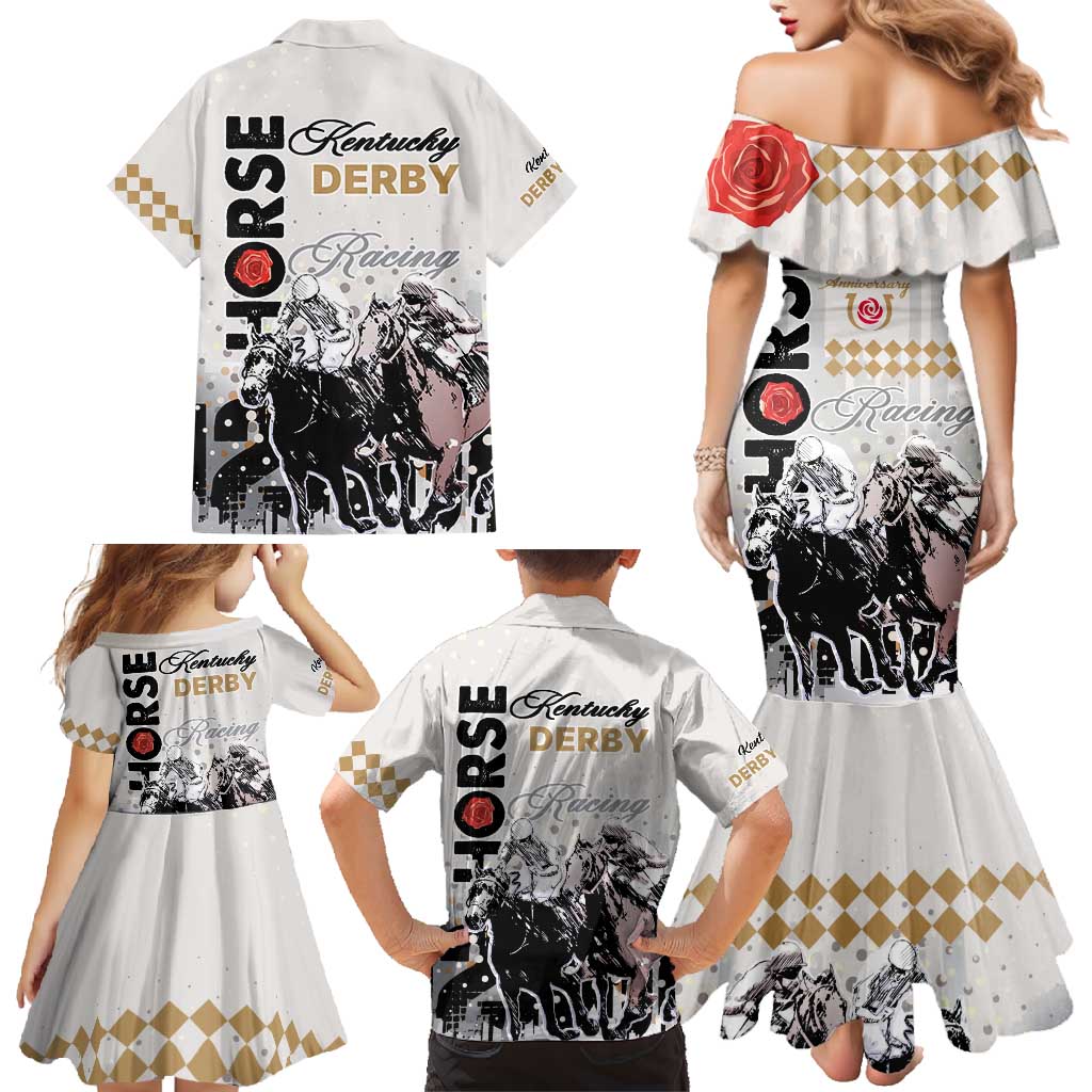 Kentucky Horse Racing Family Matching Mermaid Dress and Hawaiian Shirt 151st Anniversary The Run For The Roses LT9