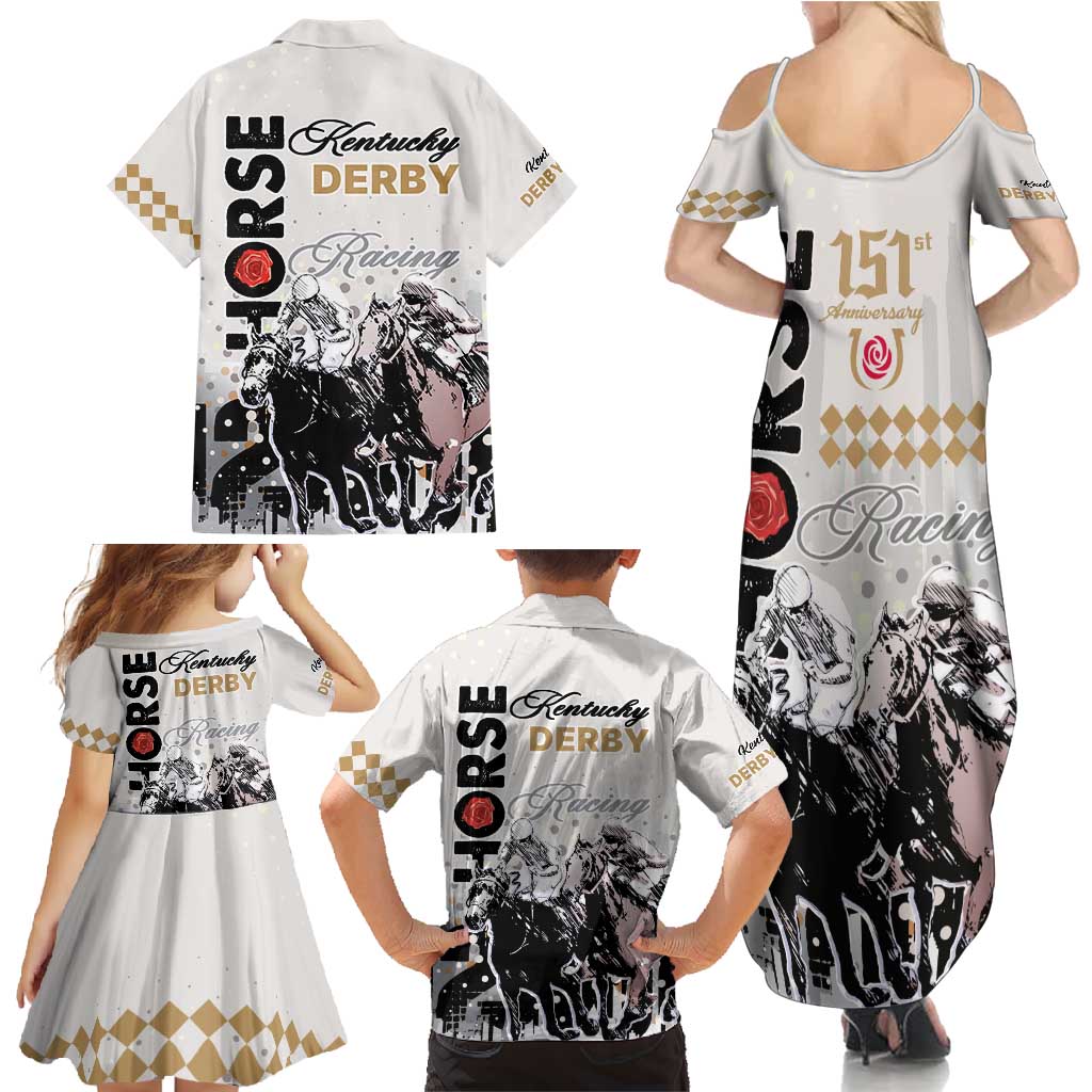 Kentucky Horse Racing Family Matching Summer Maxi Dress and Hawaiian Shirt 151st Anniversary The Run For The Roses LT9