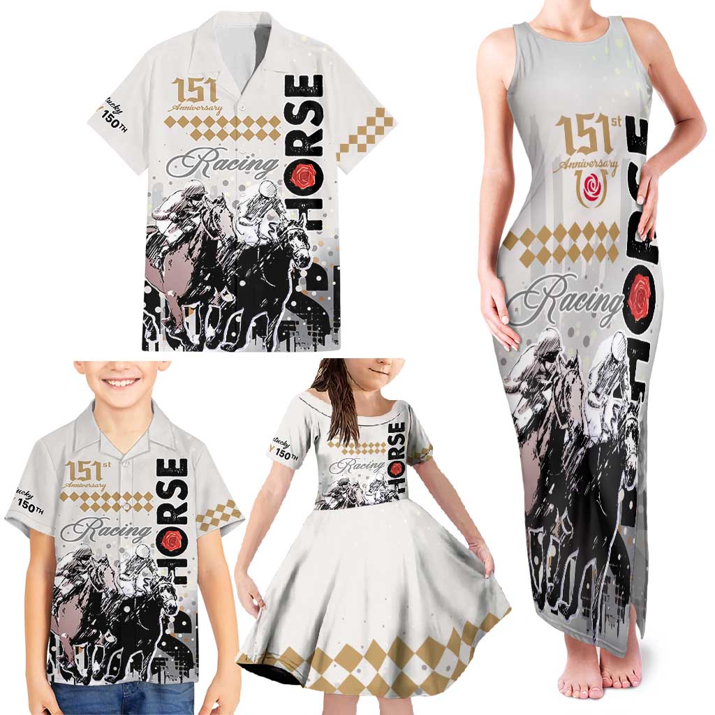 Kentucky Horse Racing Family Matching Tank Maxi Dress and Hawaiian Shirt 151st Anniversary The Run For The Roses LT9