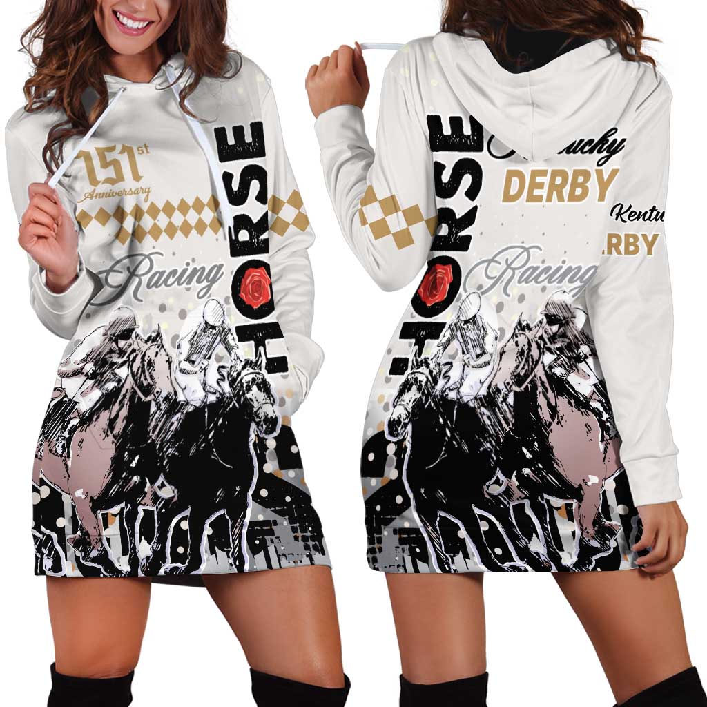 Kentucky Horse Racing Hoodie Dress 151st Anniversary The Run For The Roses LT9