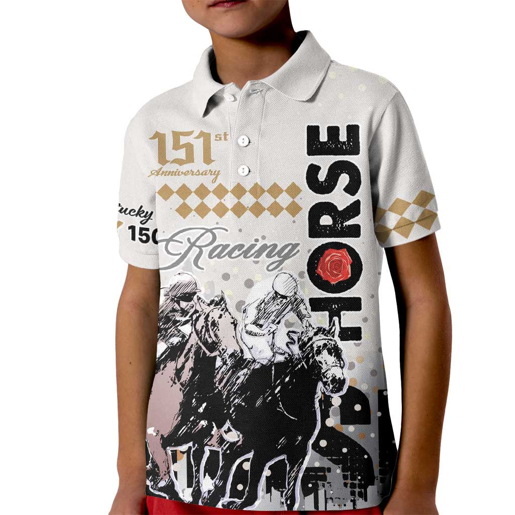 Kentucky Horse Racing Kid Polo Shirt 151st Anniversary The Run For The Roses LT9