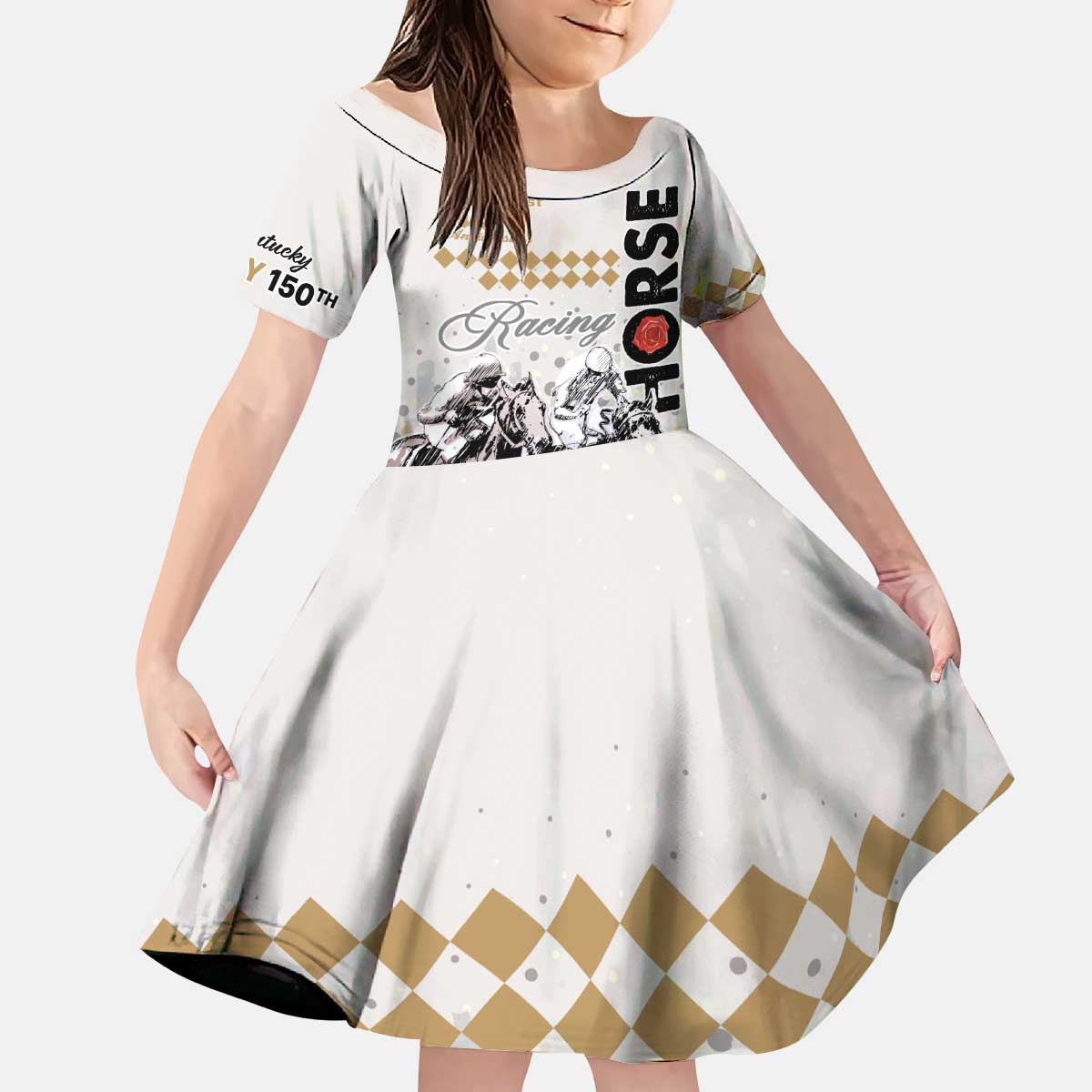 Kentucky Horse Racing Kid Short Sleeve Dress 151st Anniversary The Run For The Roses LT9