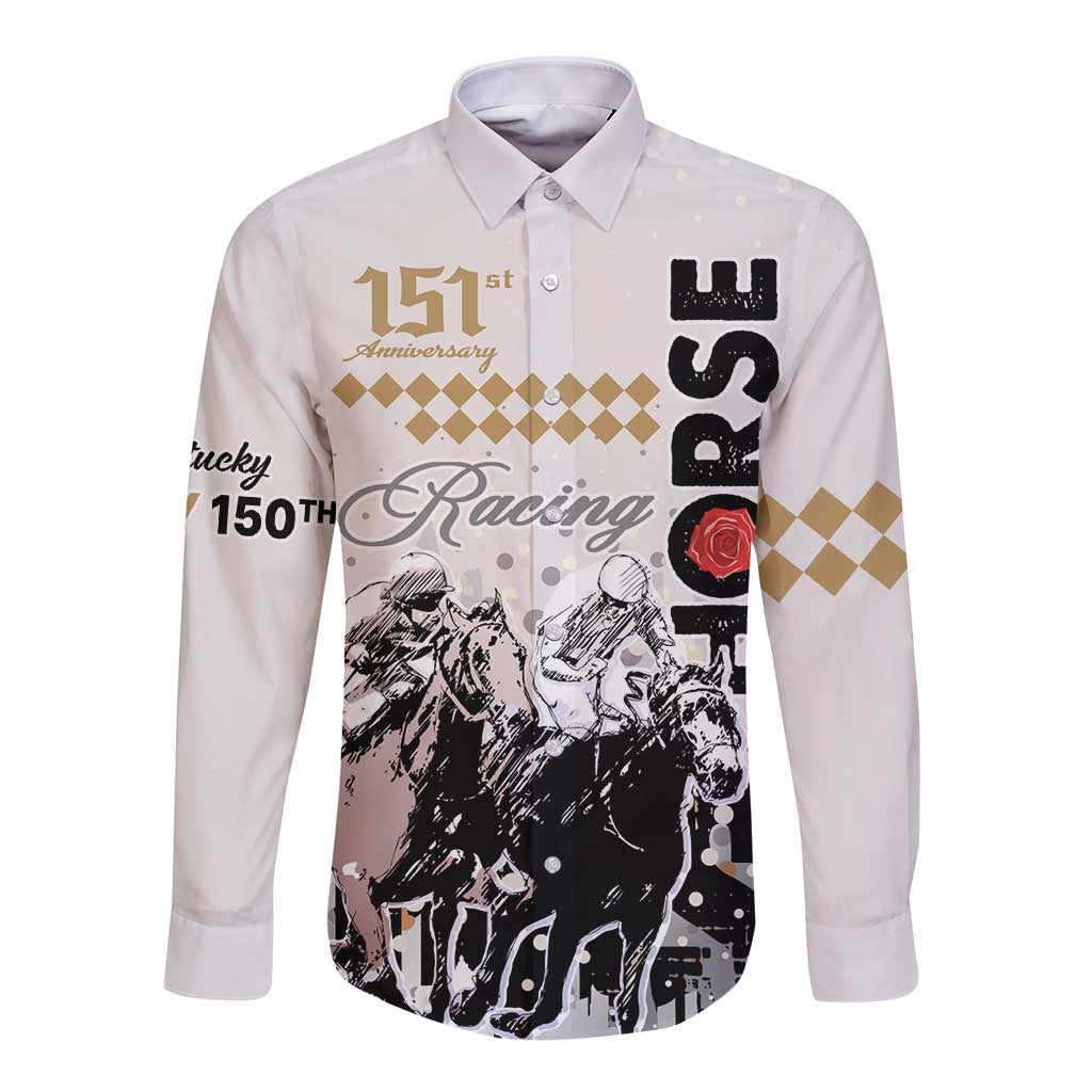 Kentucky Horse Racing Long Sleeve Button Shirt 151st Anniversary The Run For The Roses LT9