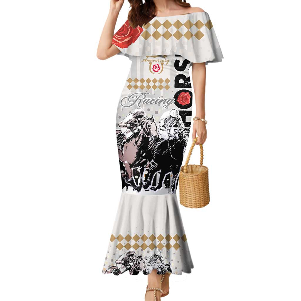 Kentucky Horse Racing Mermaid Dress 151st Anniversary The Run For The Roses LT9