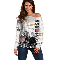 Kentucky Horse Racing Off Shoulder Sweater 151st Anniversary The Run For The Roses LT9