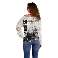 Kentucky Horse Racing Off Shoulder Sweater 151st Anniversary The Run For The Roses LT9