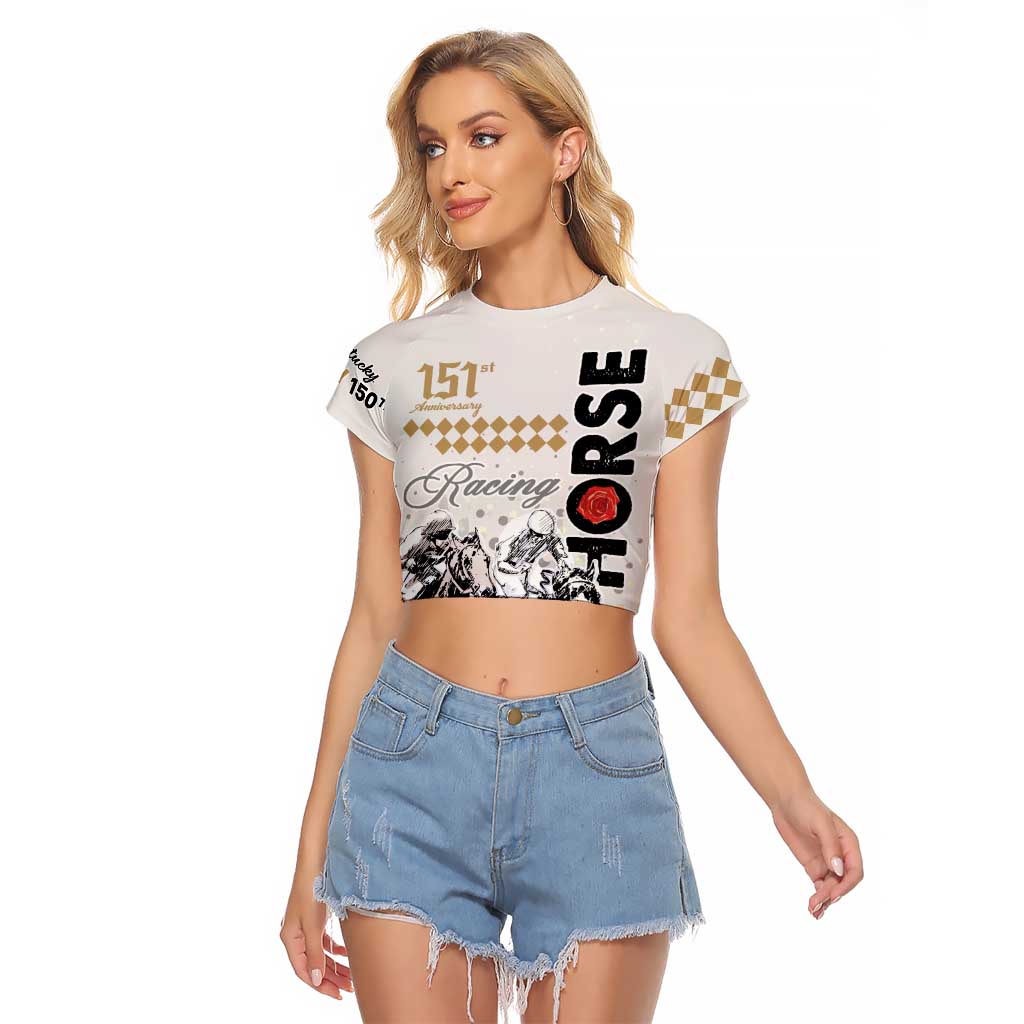 Kentucky Horse Racing Raglan Cropped T Shirt 151st Anniversary The Run For The Roses LT9