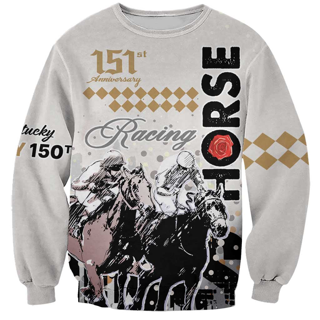 Kentucky Horse Racing Sweatshirt 151st Anniversary The Run For The Roses LT9