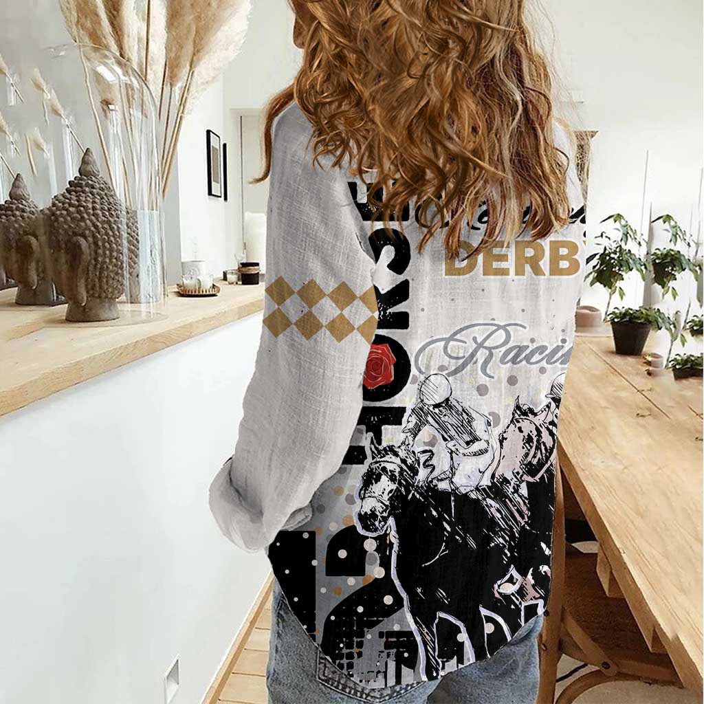 Kentucky Horse Racing Women Casual Shirt 151st Anniversary The Run For The Roses LT9