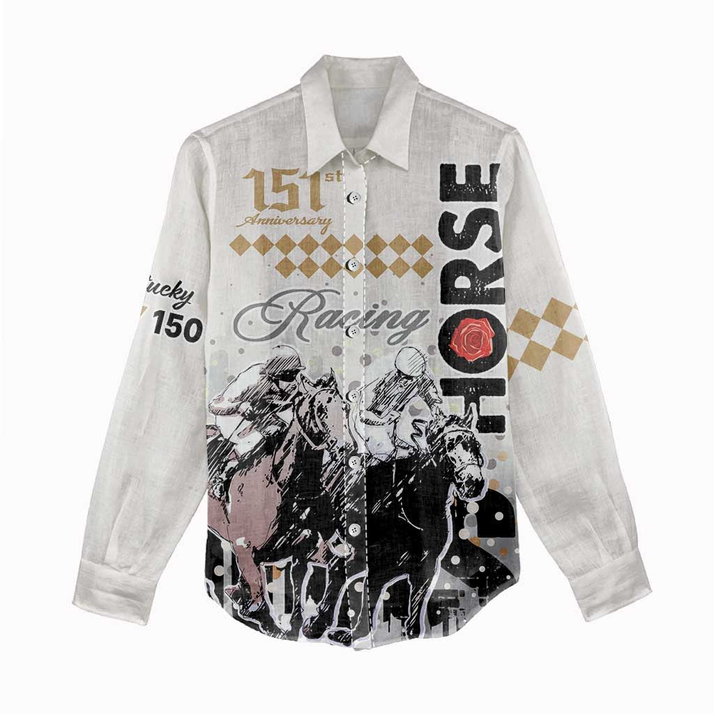 Kentucky Horse Racing Women Casual Shirt 151st Anniversary The Run For The Roses LT9