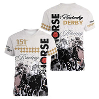 Kentucky Horse Racing Women V Neck T Shirt 151st Anniversary The Run For The Roses LT9