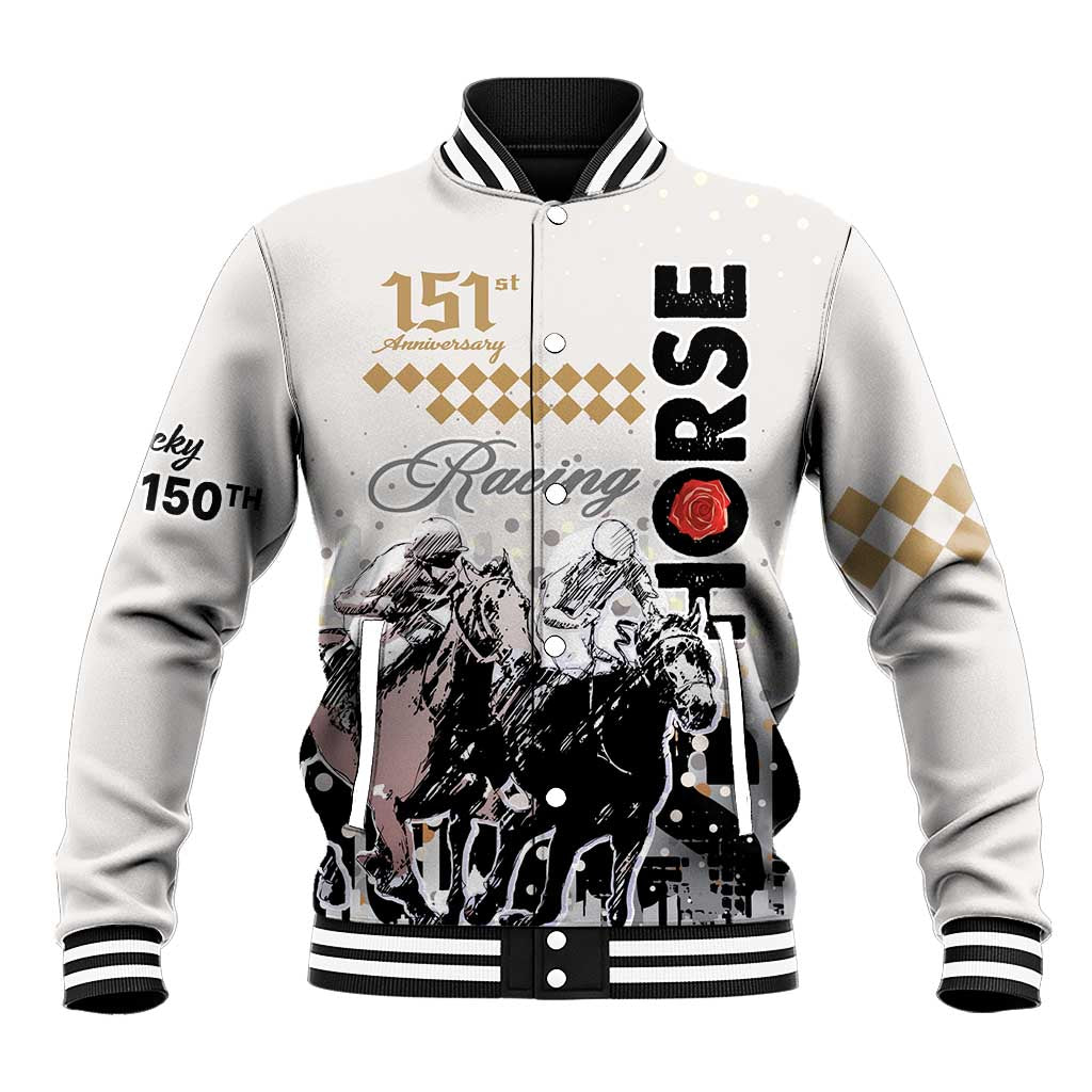 Personalised Kentucky Horse Racing Baseball Jacket 151st Anniversary The Run For The Roses LT9