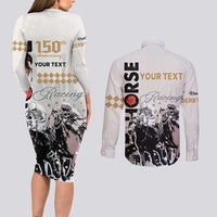 Personalised Kentucky Horse Racing Couples Matching Long Sleeve Bodycon Dress and Long Sleeve Button Shirts 151st Anniversary The Run For The Roses LT9