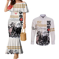 Personalised Kentucky Horse Racing Couples Matching Mermaid Dress and Long Sleeve Button Shirts 151st Anniversary The Run For The Roses LT9