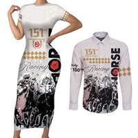 Personalised Kentucky Horse Racing Couples Matching Short Sleeve Bodycon Dress and Long Sleeve Button Shirts 151st Anniversary The Run For The Roses LT9