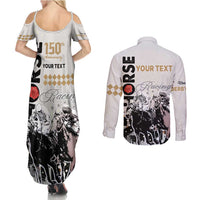 Personalised Kentucky Horse Racing Couples Matching Summer Maxi Dress and Long Sleeve Button Shirts 151st Anniversary The Run For The Roses LT9