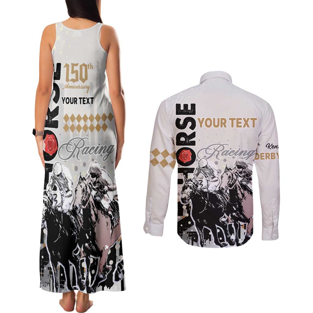 Personalised Kentucky Horse Racing Couples Matching Tank Maxi Dress and Long Sleeve Button Shirts 151st Anniversary The Run For The Roses LT9