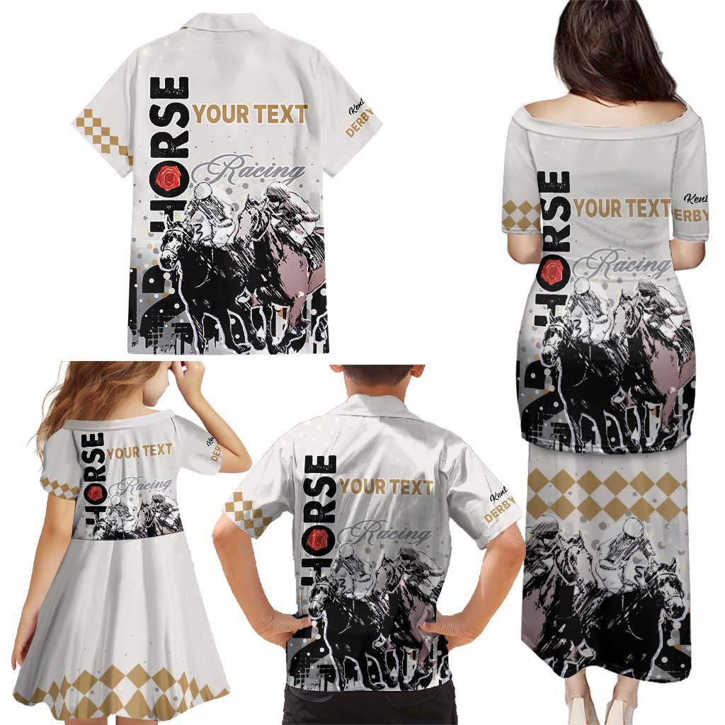 Personalised Kentucky Horse Racing Family Matching Puletasi Dress and Hawaiian Shirt 151st Anniversary The Run For The Roses LT9