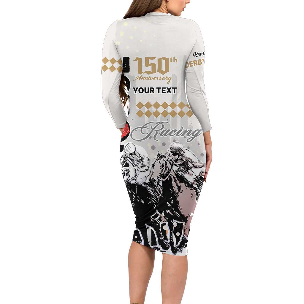Personalised Kentucky Horse Racing Long Sleeve Bodycon Dress 151st Anniversary The Run For The Roses LT9
