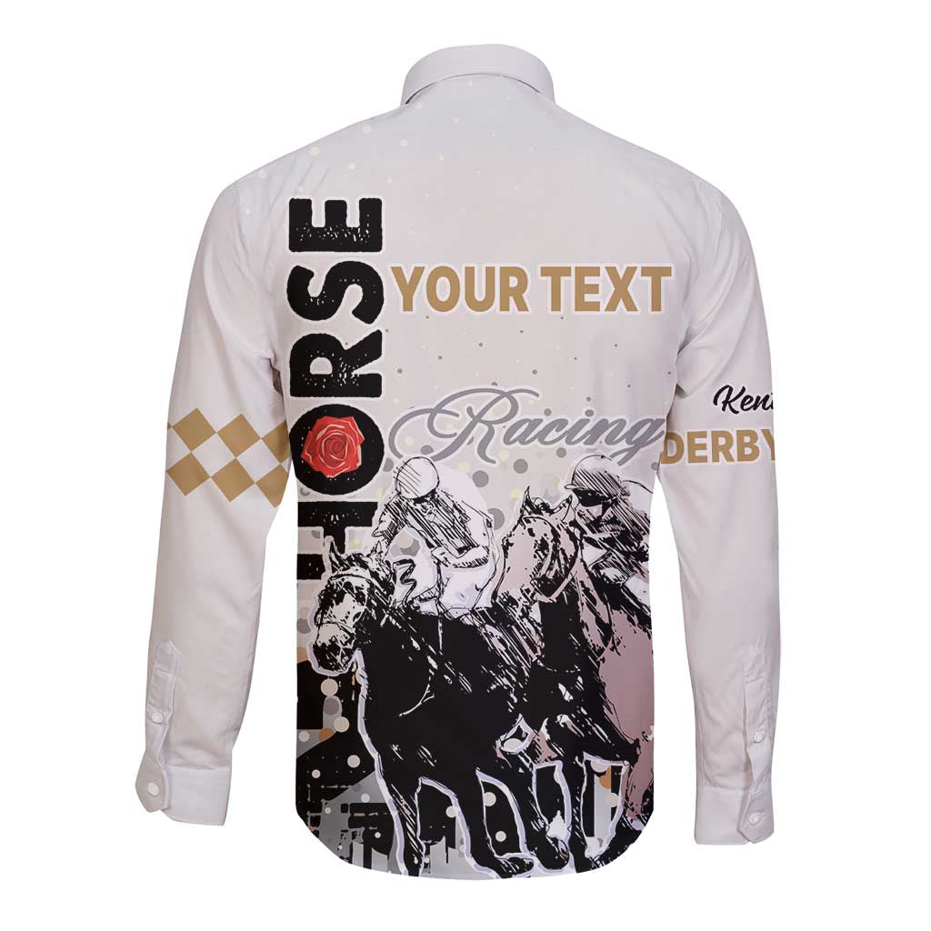 Personalised Kentucky Horse Racing Long Sleeve Button Shirt 151st Anniversary The Run For The Roses LT9