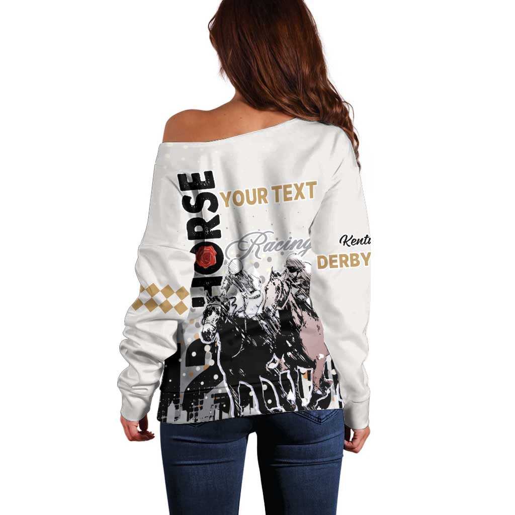 Personalised Kentucky Horse Racing Off Shoulder Sweater 151st Anniversary The Run For The Roses LT9