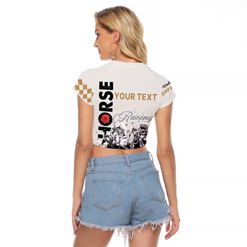 Personalised Kentucky Horse Racing Raglan Cropped T Shirt 151st Anniversary The Run For The Roses LT9