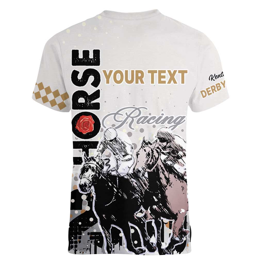 Personalised Kentucky Horse Racing Women V Neck T Shirt 151st Anniversary The Run For The Roses LT9