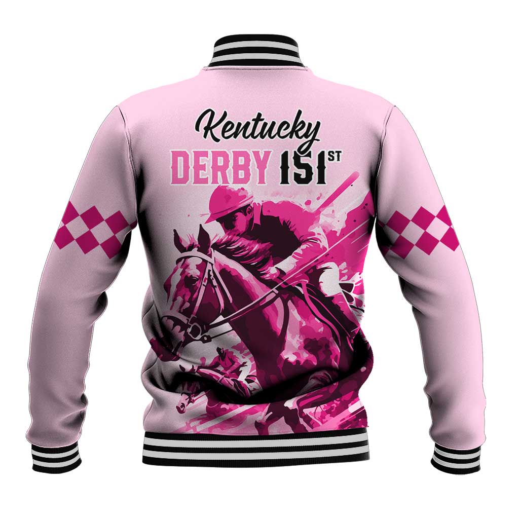 Kentucky Horse Racing Baseball Jacket 151st Anniversary Sporting Art Pink Version LT9