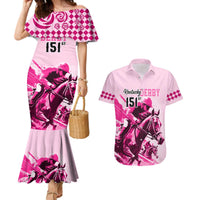 Kentucky Horse Racing Couples Matching Mermaid Dress and Hawaiian Shirt 151st Anniversary Sporting Art Pink Version LT9