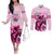 Kentucky Horse Racing Couples Matching Off The Shoulder Long Sleeve Dress and Long Sleeve Button Shirts 151st Anniversary Sporting Art Pink Version LT9
