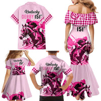 Kentucky Horse Racing Family Matching Mermaid Dress and Hawaiian Shirt 151st Anniversary Sporting Art Pink Version LT9